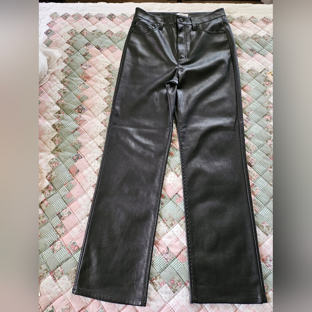 Pistola Black Faux Leather Tall/ Wide Leg Pants- Size 29
